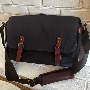 ONA Astoria Camera and Laptop bag black canvas brown leather